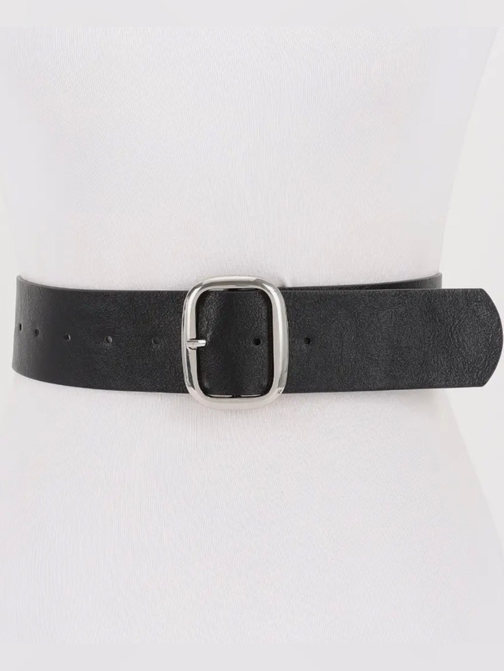 Classic Silver Buckle Studded Belt